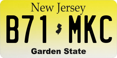NJ license plate B71MKC