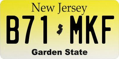 NJ license plate B71MKF