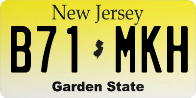 NJ license plate B71MKH