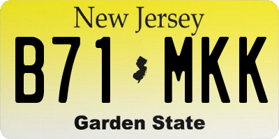 NJ license plate B71MKK