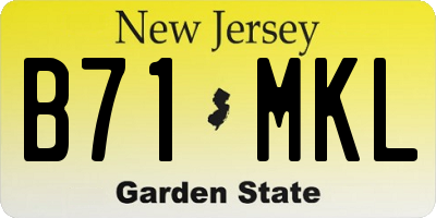NJ license plate B71MKL