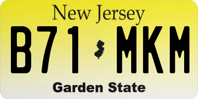 NJ license plate B71MKM