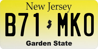 NJ license plate B71MKO