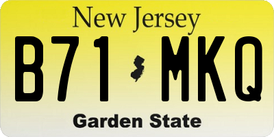 NJ license plate B71MKQ