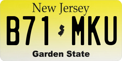 NJ license plate B71MKU