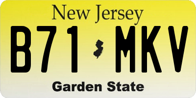 NJ license plate B71MKV