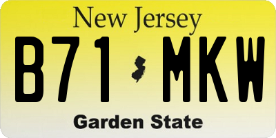 NJ license plate B71MKW