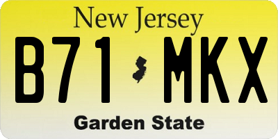 NJ license plate B71MKX