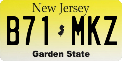 NJ license plate B71MKZ
