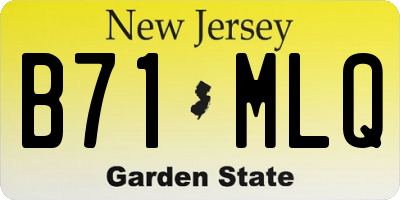 NJ license plate B71MLQ