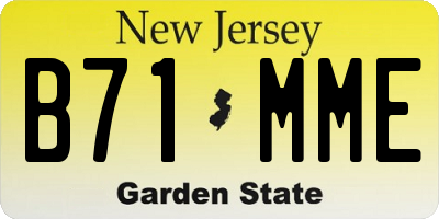 NJ license plate B71MME