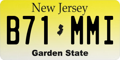 NJ license plate B71MMI