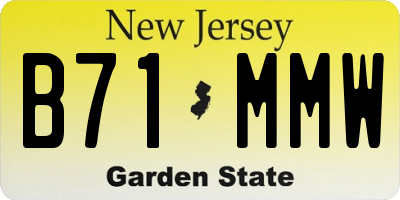 NJ license plate B71MMW
