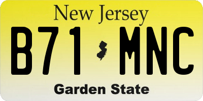 NJ license plate B71MNC