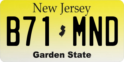 NJ license plate B71MND