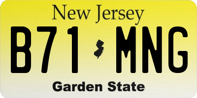 NJ license plate B71MNG