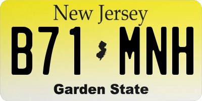 NJ license plate B71MNH