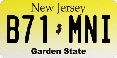 NJ license plate B71MNI