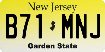 NJ license plate B71MNJ