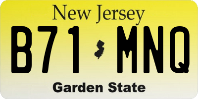 NJ license plate B71MNQ