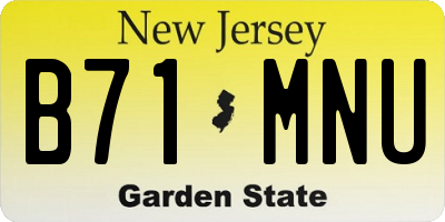 NJ license plate B71MNU