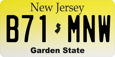 NJ license plate B71MNW