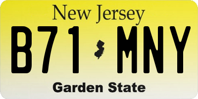 NJ license plate B71MNY