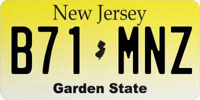 NJ license plate B71MNZ