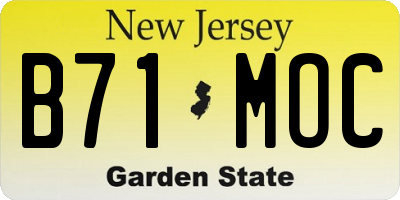 NJ license plate B71MOC