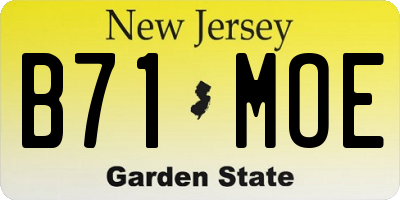 NJ license plate B71MOE