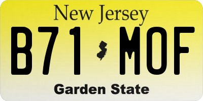 NJ license plate B71MOF