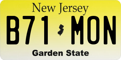 NJ license plate B71MON