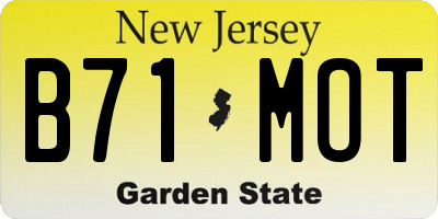 NJ license plate B71MOT