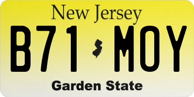 NJ license plate B71MOY