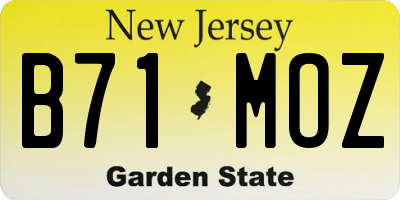 NJ license plate B71MOZ