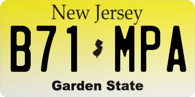 NJ license plate B71MPA