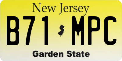 NJ license plate B71MPC