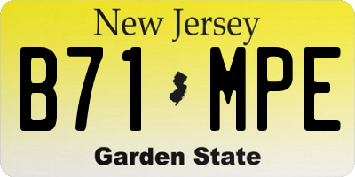 NJ license plate B71MPE