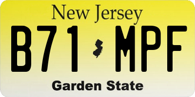 NJ license plate B71MPF