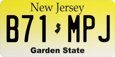 NJ license plate B71MPJ