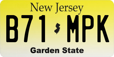 NJ license plate B71MPK
