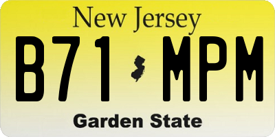 NJ license plate B71MPM