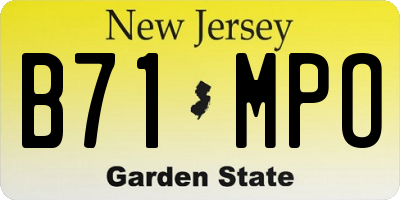 NJ license plate B71MPO