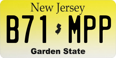 NJ license plate B71MPP