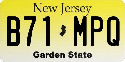 NJ license plate B71MPQ