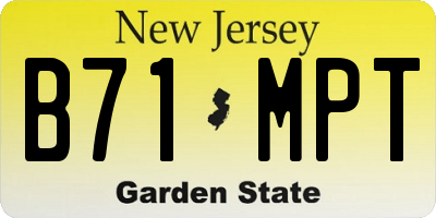 NJ license plate B71MPT