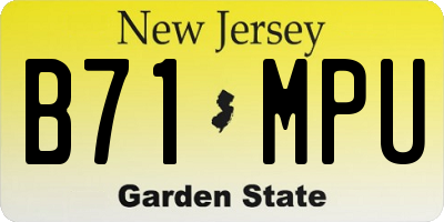 NJ license plate B71MPU