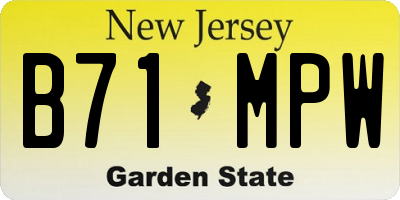 NJ license plate B71MPW