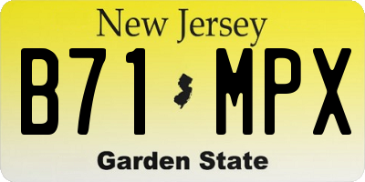 NJ license plate B71MPX