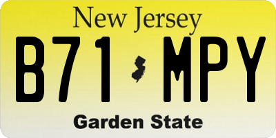 NJ license plate B71MPY